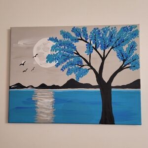 Handpainted Turquoise Bay acrylic Painting